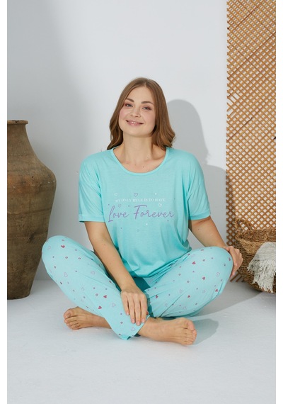 Estiva 24072 Büyük Beden Kadın Kısa Kollu Pijama Takım 001