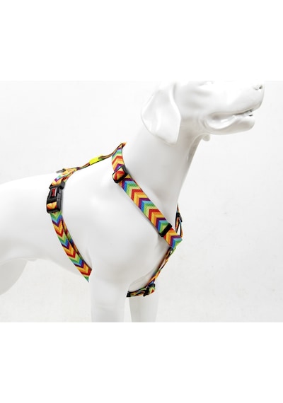 Rainbow H-tipi Göğüs Tasması Ayarlanabilir, Konforlu Ve Dayanıklı Desenli Köpek Tasması L