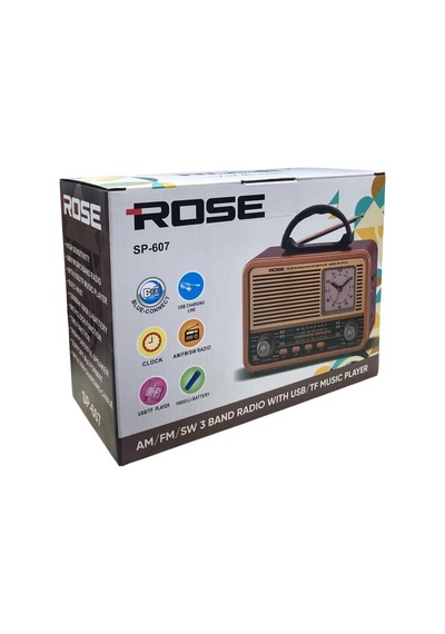 Rose Sp-607 Usb-sd-fm-bluetooth Destekli Şarjlı Nostaljik Retro Radyo