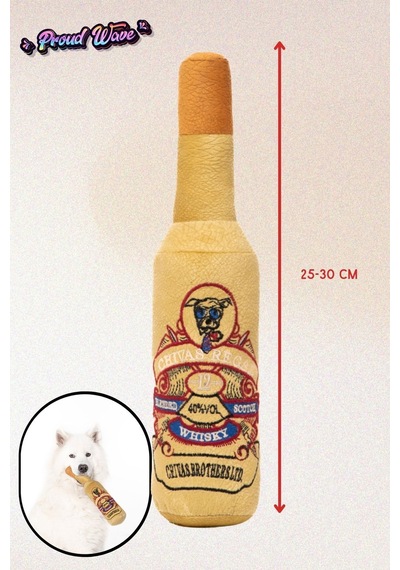 Peluş Şişe Köpek Oyuncağı Kemirme Oyuncağı Çekiştirmeli 2'li Set Hışırdayan Oyuncak