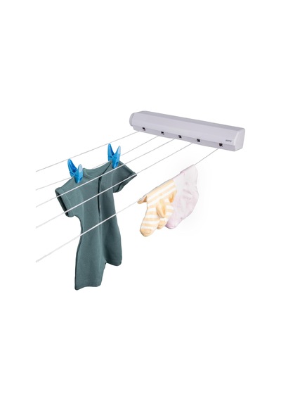 Homecare - Vt20600102 5 Line Geri Çekilebilir Çamaşır İpi, 21,9 M, Beyaz Çok Renkli