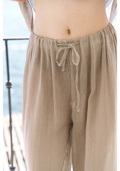 Mai Collection Mai Studios Co. Cadhas Boyundan Bağlamalı Haki Crop Pantolon Takım Haki