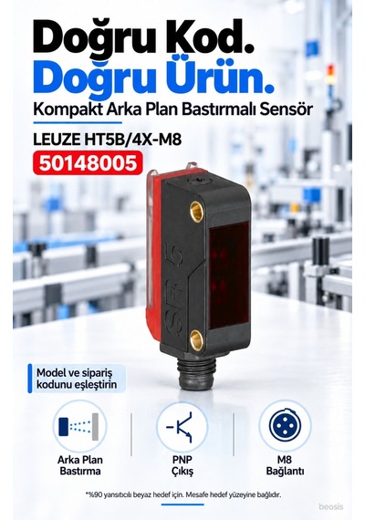 Leuze Ht5b/4x-m8 Arka Plan Bastırmalı Fotosel 50148005