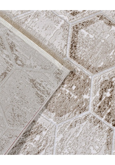 Bespoky Argilla Geometrik Modern Salon Halısı Makine Dokuma Krem