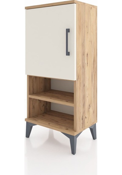 Arges Komodin 3 Raflı Tek Kapaklı 44x30x96 Çam-aytaşı Atlas Çam