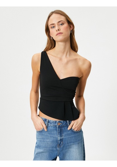 Koton Tek Omuz Crop Üst Asimetrik Kesim Kalp Yaka Slim Fit Siyah 4sak10010ek 4SAK10010EK999 Koton Tek Omuz Crop Üst Asimetrik Kesim Kalp Yaka Slim Fit Siyah 4sak10010ek 4SAK10010EK999