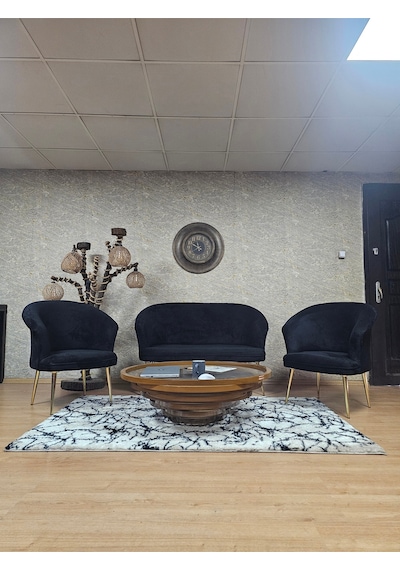 Zafir Teddy Takım Gold Kaplama Sivriltme Ayak Çay Seti Koltuk - Berjer , Balkon, Salon, Ofis Siyah Zafir Teddy Takım Gold Kaplama Sivriltme Ayak Çay Seti Koltuk - Berjer , Balkon, Salon, Ofis Siyah