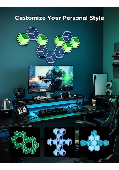 Glide Hexa Ultra Led Gaming Duvar Aydınlatma Panelleri 7'li &