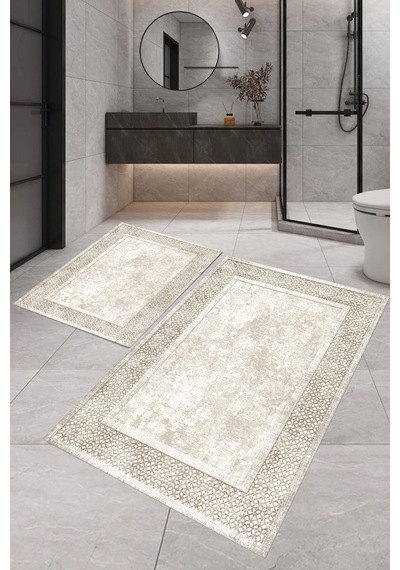 Eliana Home Dijital Baskı 2'li Banyo Paspas Takımı Lna5-sd704 100x60 Ve 60x50 Cm Bej