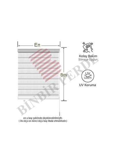 Binbirperde Beyaz Pileli Zebra Stor Perde Ev/ofis Perdesi Aluminyum Sistem