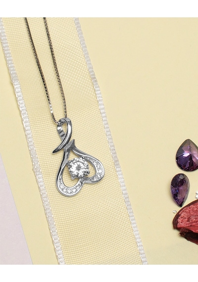 Brezza Lusso Jewelry Kalbimin Tektaş Işıltısı Likeable Kadın Gümüş Kolye 45 CM 45 CM