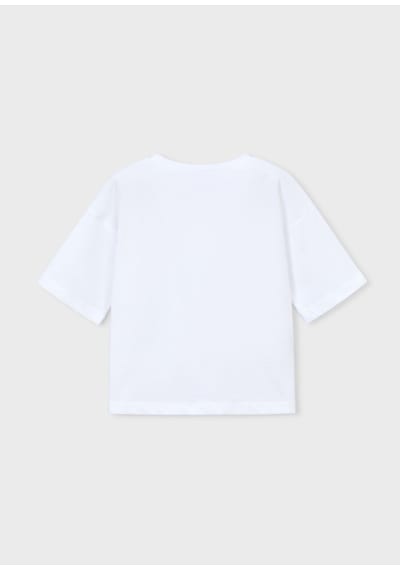 Mayoral Kız Çocuk Oversize Baskılı Tshirt Krem