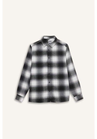DeFacto Regular Fit Polo Yaka Kareli Flanel Uzun Kollu Gömlek D5835AX24AUBK81 DeFacto Regular Fit Polo Yaka Kareli Flanel Uzun Kollu Gömlek D5835AX24AUBK81