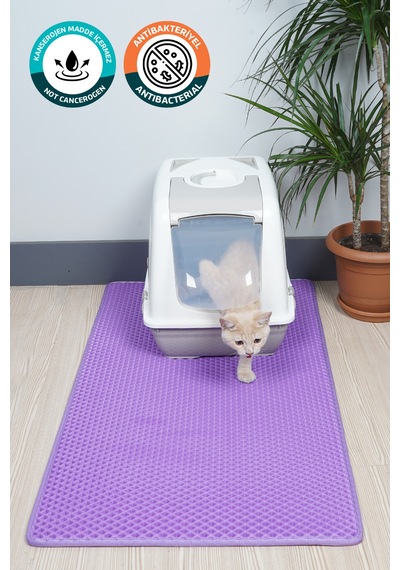 60x110 Cm Hücreli Kedi Kumu Paspası Kedi Matı Kedi Tuvalet Önü Paspası Mor