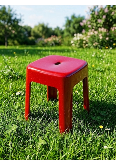 Saban Kırmızı, Plastik Alaska Model Sağlam Tabure 36x36x46cm