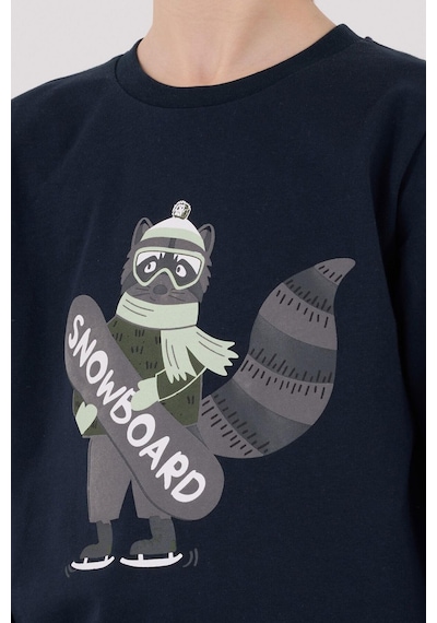 Rolypoly Erkek Çocuk Snowboard Baskılı Uzun Kol Pijama Takım Lacivert