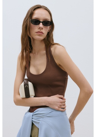 Suud Collection Kahverengi Tara Halter Top