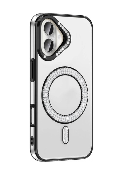 Apple Uyumlu iPhone 16 Plus Kılıf Pırlanta Taş Tasarımlı M-safe Şarj Özellikli Zore Karetta Silikon Kapak