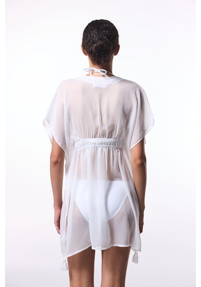 Penti Beyaz Basic Şifon V Yaka Mini Kaftan