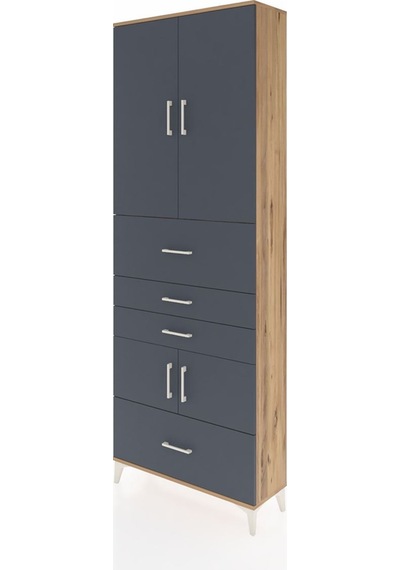 Arges Dolap 4 Raflı 4 Çekmeceli 4 Kapaklı 88x30x243 Çam-antrasit Çam Arges Dolap 4 Raflı 4 Çekmeceli 4 Kapaklı 88x30x243 Çam-antrasit Çam