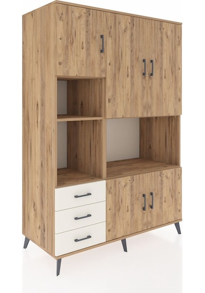 Kronos Dolap 9 Raflı 3 Çekmeceli 5 Kapaklı 132x59x195 Çam-çam... Çam