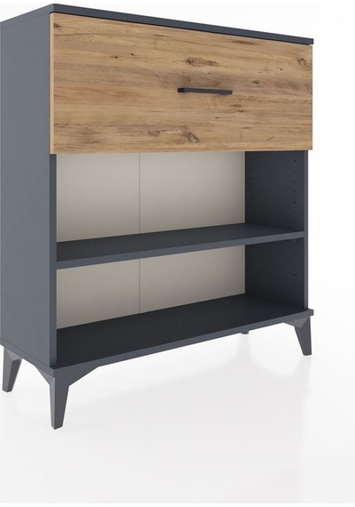 Arges Şifonyer Tek Raflı Tek Çekmeceli 88x30x96 Antrasit-çam Antrasit