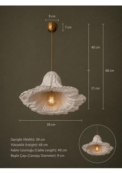 Lioraa Lighting Flos Velia 39 Cm Sarkıt Avize Kırık Beyaz