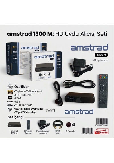 Amstrad 1300 M Full Hd Setüstü Mini Uydu Alıcısı - Hdmi Ve Scart Girişli - Tkgs - Yeni Sürüm - Tak Çalıştır -2 Yıl