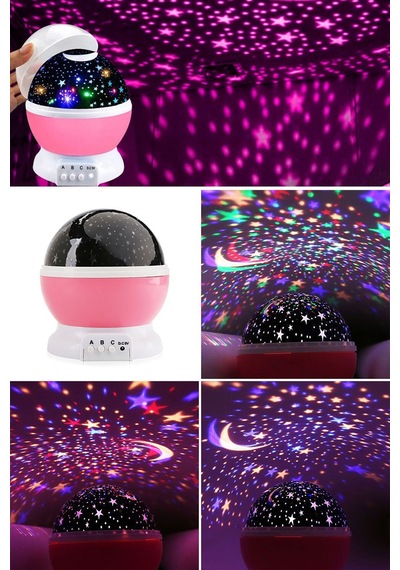 Star Master Yıldız Yansıtmalı Gece Lambası Projeksiyon Çocuk Odası Lamba Pembe Pembe