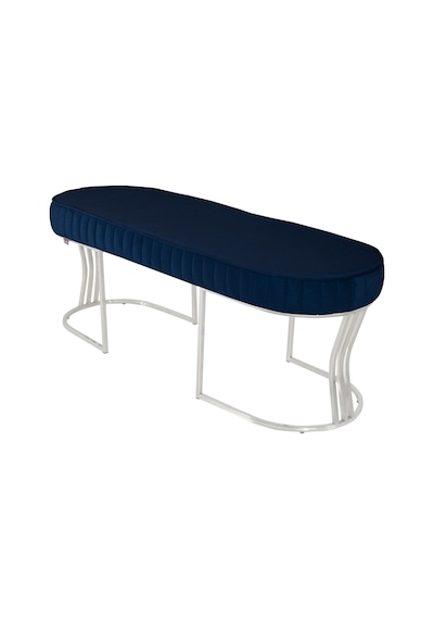 Viego Silver Striped- Mavi Kapitoneli Chester Model Puf & Bench & Koltuk & Uzun Makyaj Puff & Yatak Ucu &önü