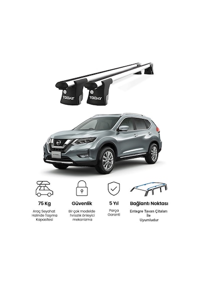 Trio-ı Nissan X-trail 2013 Ve Sonrası Uyumlu Kilitli Ara Atkı 120cm Port Bagaj Tavan Barı