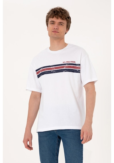 U.S. Polo Assn. Erkek Comfort Fit Beyaz Bisiklet Yaka Tişört 50306912-VR013