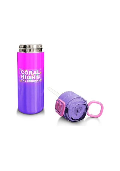 Coral High Kids Mor Renk Geçişli Desenli Pipetli Ve Direkt İçim Çelik Termos 500 Ml 31963 Mor - Yavruağzı