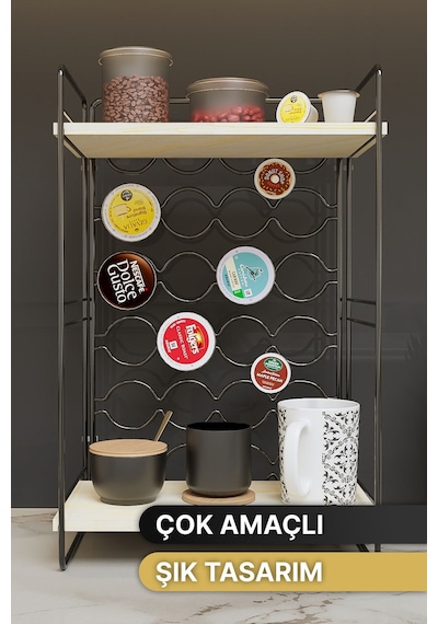 Çok Amaçlı Dolap Kahve Köşesi Standı Kahve Makinası Organizer Düzenleyici Tezgah Üstü Mutfak Dolabı