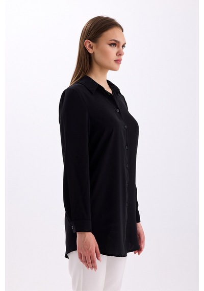 Uzun Kollu Regular Fit Basic Gömlek 2020 Siyah