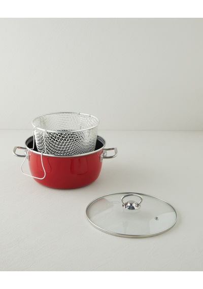 Sartagi Emaye Kızartma Tenceresi 22 Cm Kırmızı