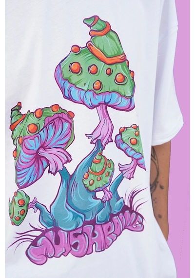 Startmore Mushroom Oversize Tişört Beyaz