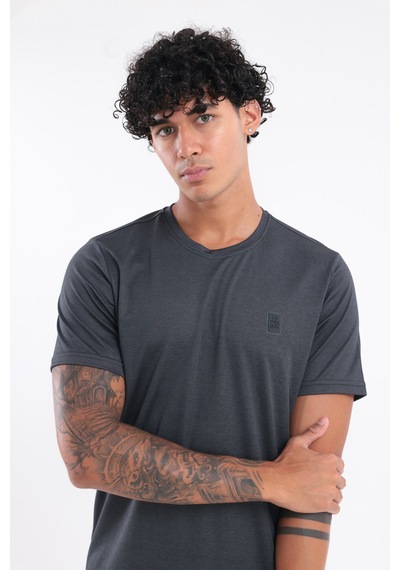 Rowinger Bisiklet Yaka Merserize Erkek Spor T-shirt Siyah