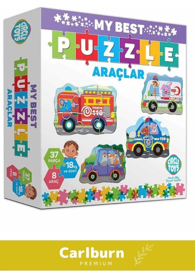 Özel Üretim 37 Parça 8 Araçlı Okul Öncesi Oyuncak Eğitici Öğretici Oyuncak Araçlar Puzzle