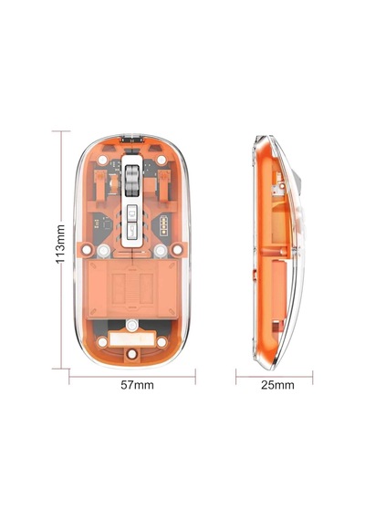 Mey Najmaddin Mouse Fare Kablosuz Mouse Fare Şarjlı Bluetooth Sessiz 5 Tuşlu Şeffaf Najmaddin Belirtilmemiş