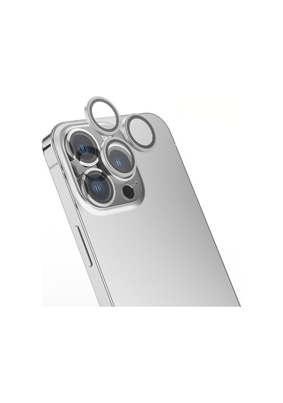 Apple Uyumlu iPhone 14 Pro Max Zore Mikro Kamera Lens Koruyucu Gümüş