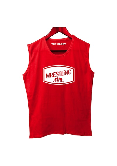 Top Glory Güreş Baskılı Kolsuz Sporcu T-shirt Tank Top Sporcu Fitness Atlet