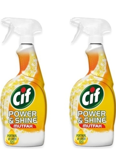 Cif Power & Shine Mutfak Yağ Çözücü Sprey Portakal ve Limon Özlü 2 x 750 ML