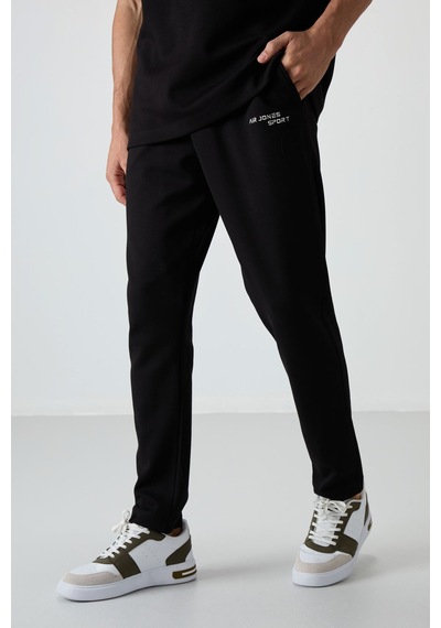 Tommy Life Siyah Pamuklu Kalın Yumuşak Dokulu Oversize Fit Nakışlı Erkek Eşofman Takım - 85252 Siyah