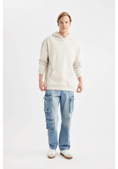 Defacto Comfort Regular Fit Rahat Kalıp Kapüşonlu Basic Sweatshirt B4446AX24SPGR437 Gri