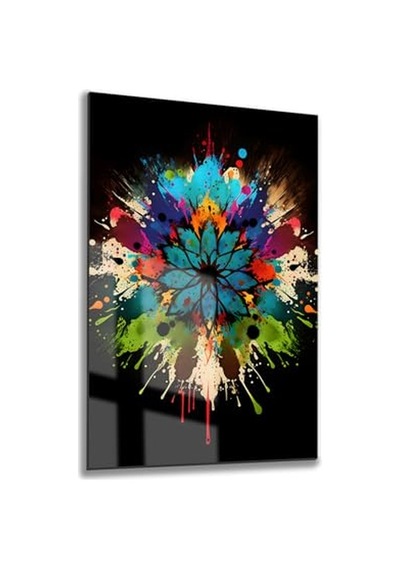 Modern Dekoratif Tablo, Cam Görünümlü, Yapışkanlı, Kolay Montaj, Uv Baskılı Mandala Desenli 40 X 60 Cm