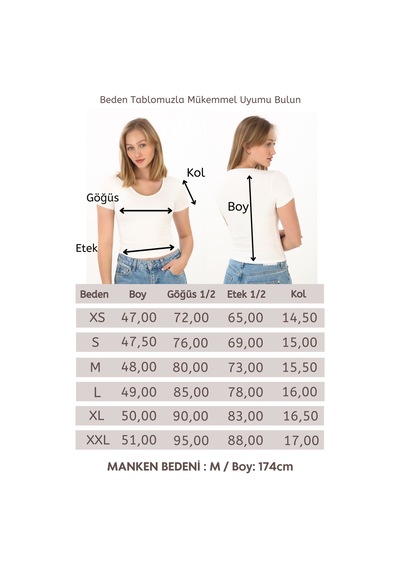 V Yaka Slim Fit Crop Tişört-ekru Ekru