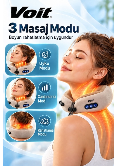 Soft Relax Masajlı Seyahat Yastığı Boyun Masaj Yastığı U Şekilli Yumuşak Dokulu