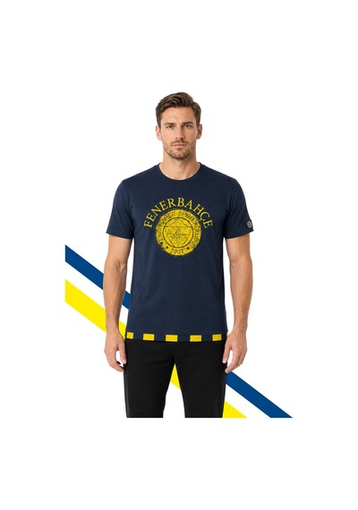 Fenerium Erkek Tribün Tek Renk Logolu T-shirt Lacivert