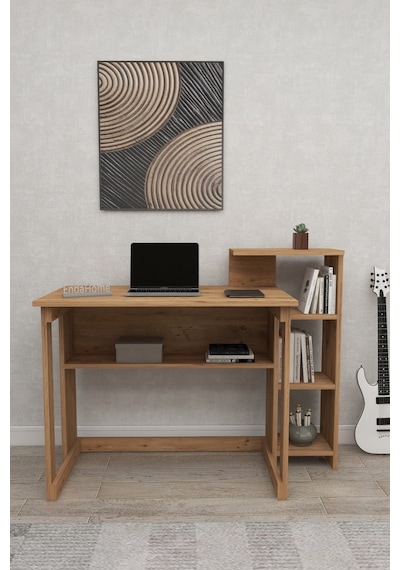 Lotus 5 Raflı Çalışma Masası Laptop Bilgisayar Masası Ofis Ders Yemek Çocuk Masası Çam
